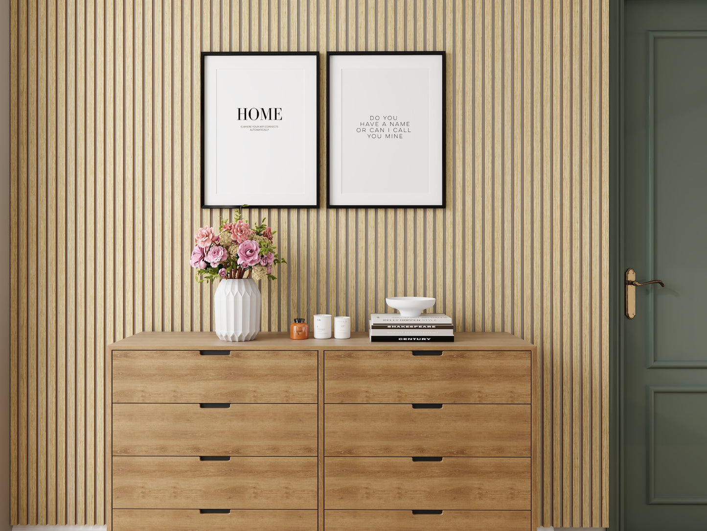 WallParta American Oak Grey Felt Acoustic Slat Wood Vaneer Wall Panels