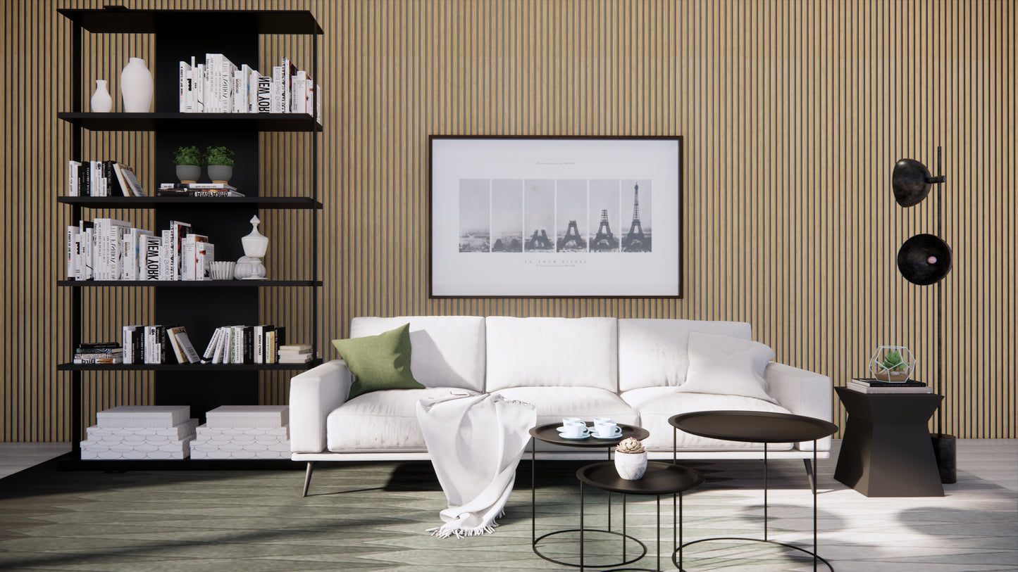 WallParta American Oak Grey Felt Acoustic Slat Wood Vaneer Wall Panels