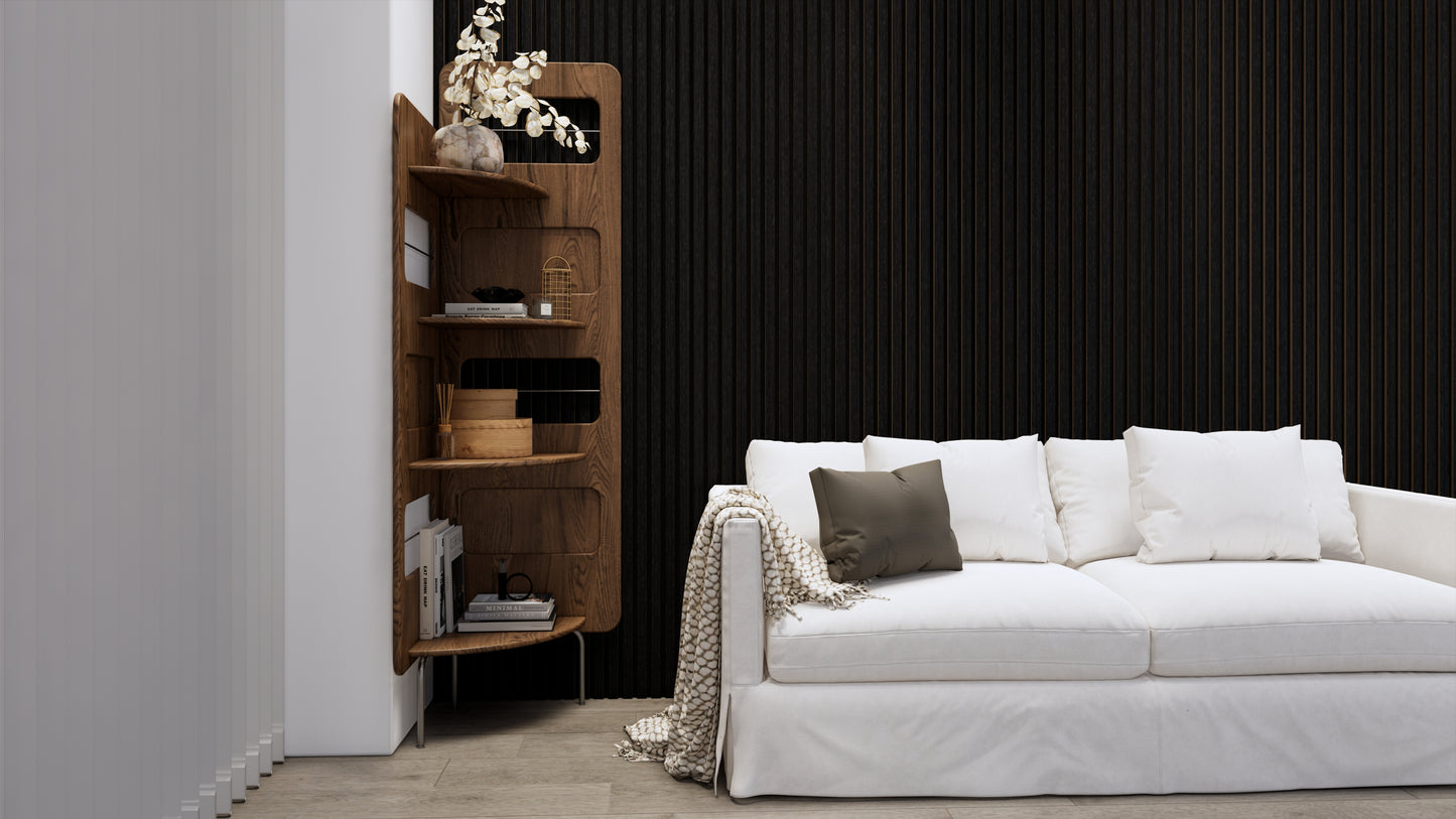 WallParta Black Oak Acoustic Slat Wood Vaneer Wall Panels