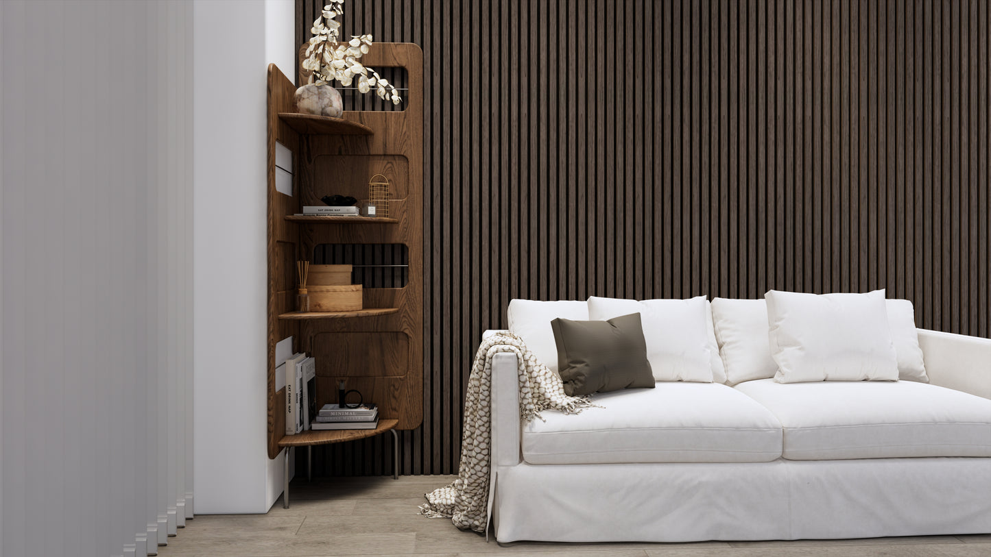WallParta Ebony Acoustic Slat Wood Vaneer Wall Panels