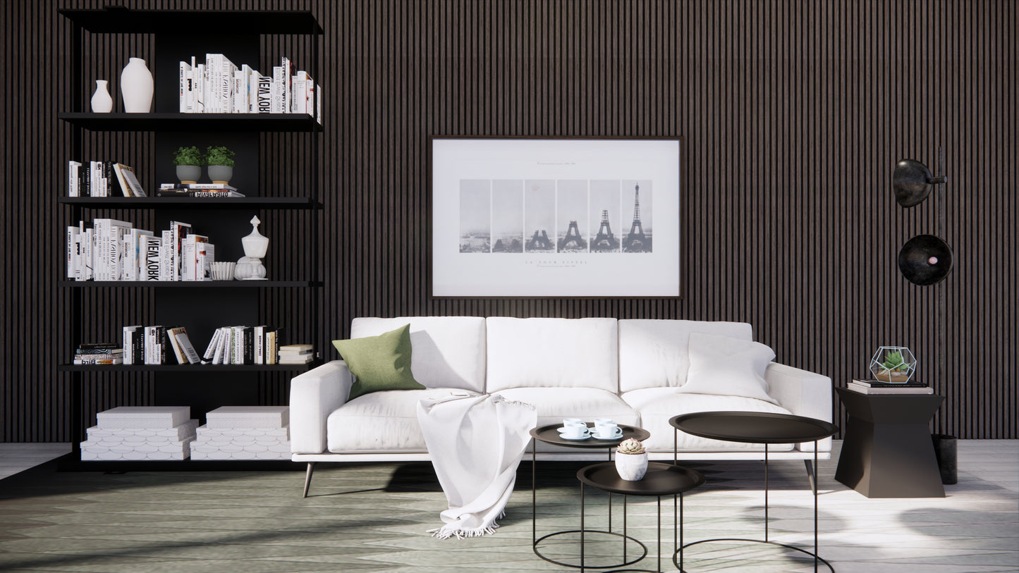 WallParta Ebony Acoustic Slat Wood Vaneer Wall Panels
