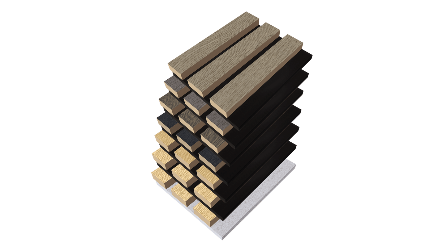WallParta Acoustic Slat Wood Wall Panels Sample Boxes - All Samples Colours View