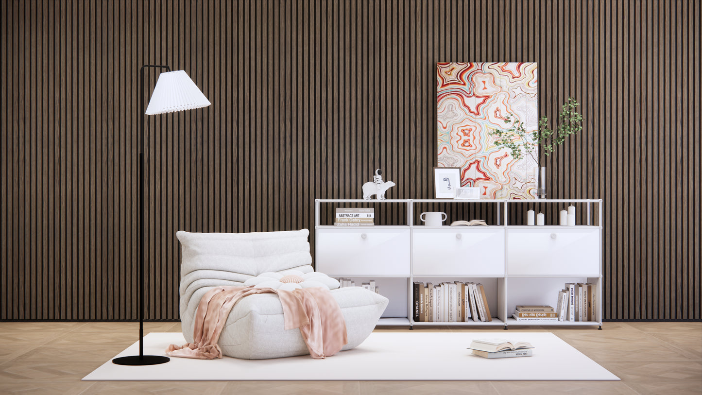 WallParta Smoked Walnut Acoustic Slat Wood Vaneer Wall Panels