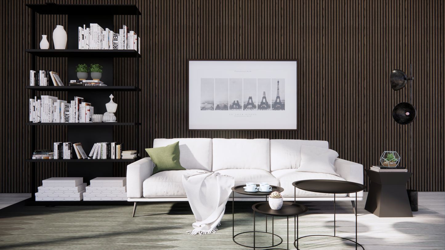 WallParta Smoked Walnut Acoustic Slat Wood Vaneer Wall Panels