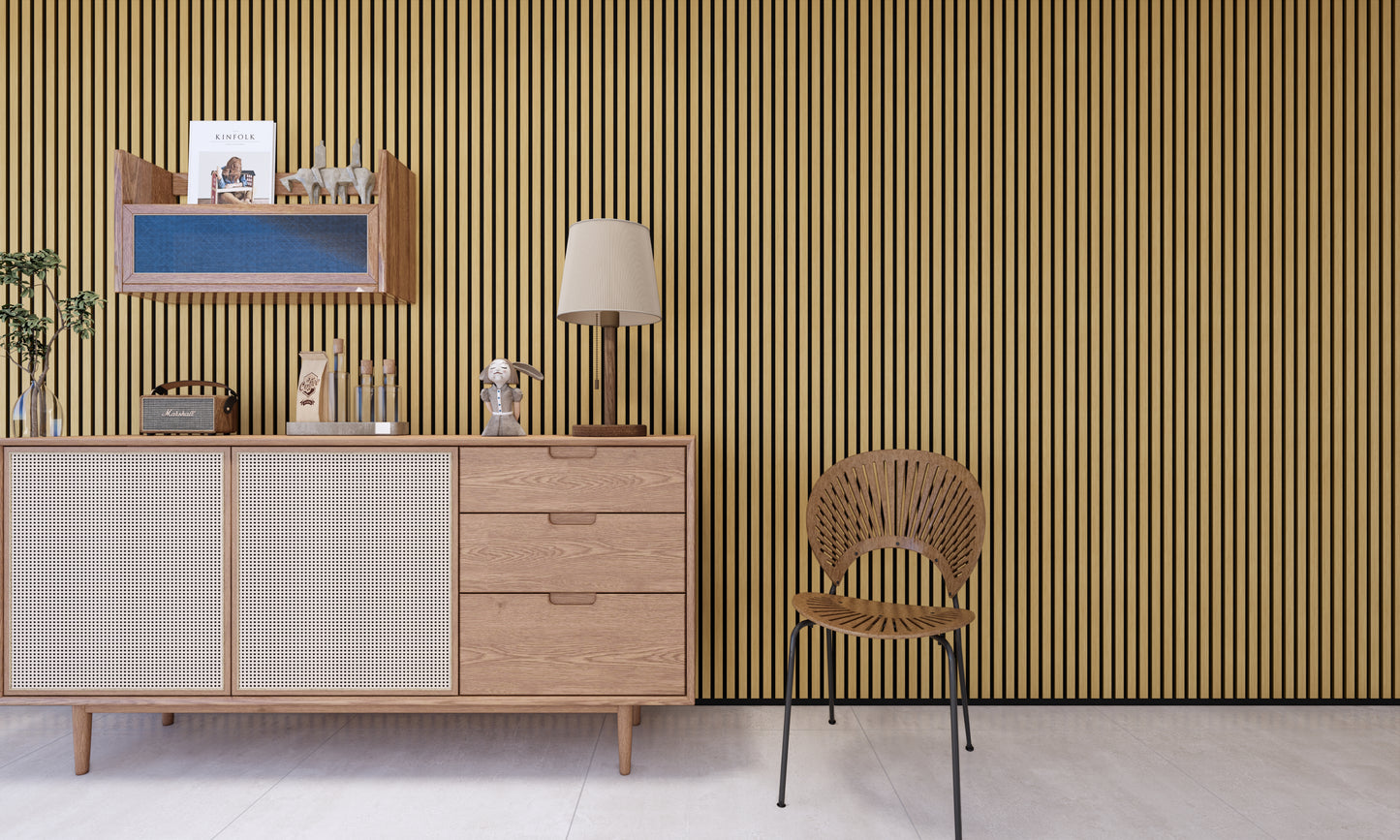 WallParta Yellow Oak Acoustic Slat Wood Vaneer Wall Panels