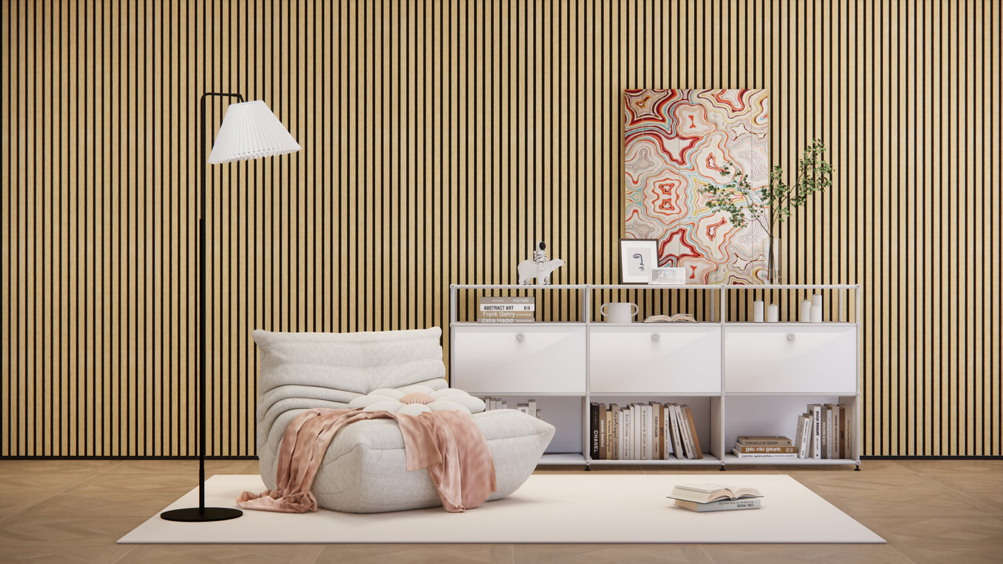WallParta Yellow Oak Acoustic Slat Wood Vaneer Wall Panels