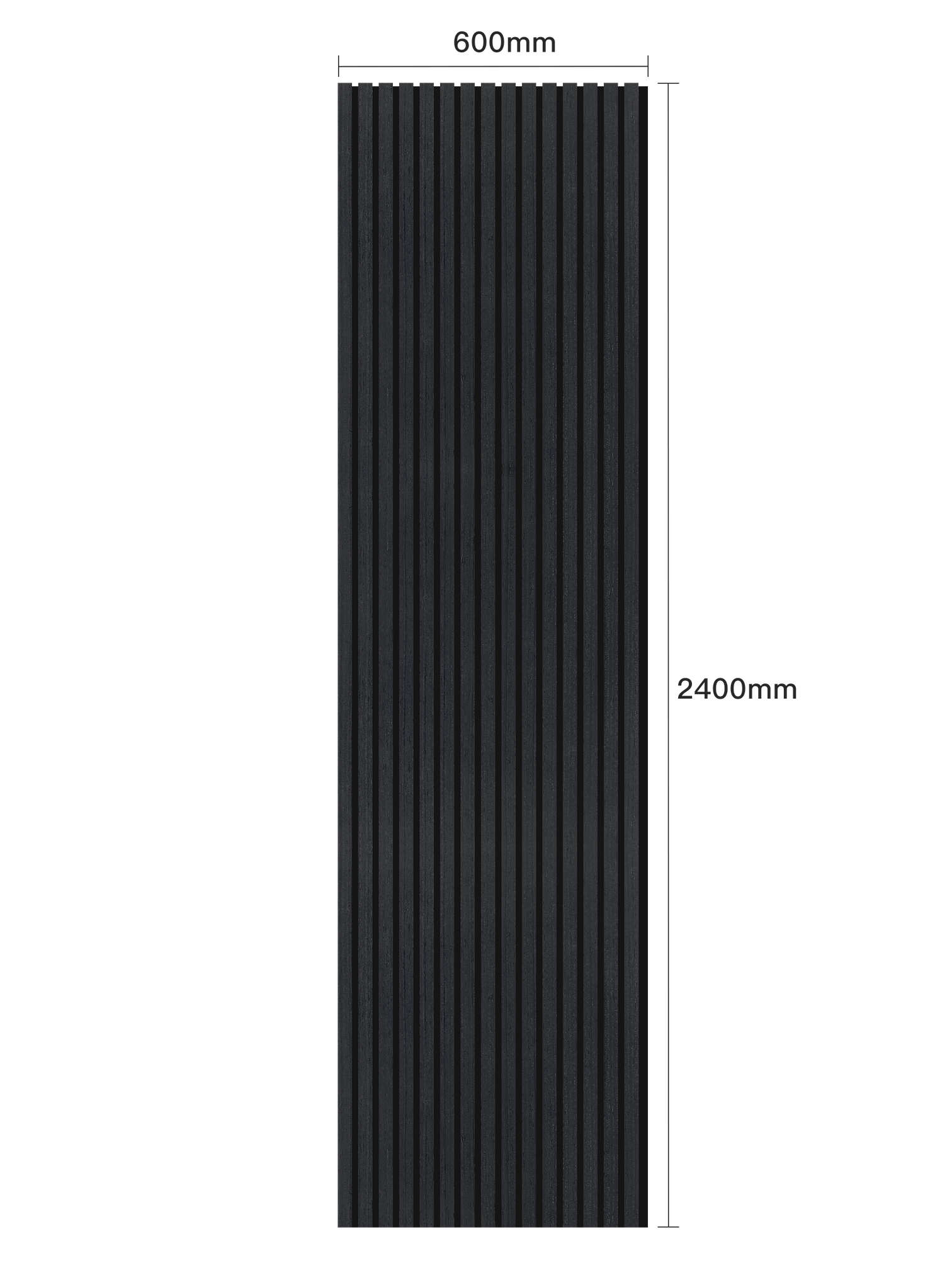 WallParta Black Oak Acoustic Slat Wood Vaneer Wall Panels - Dimensions View