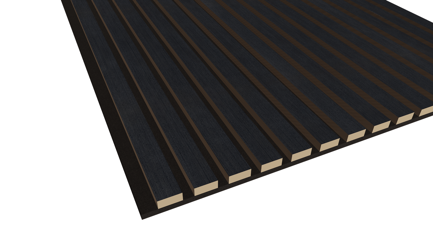WallParta Black Oak Acoustic Slat Wood Vaneer Wall Panels - Close up View - Oil Film