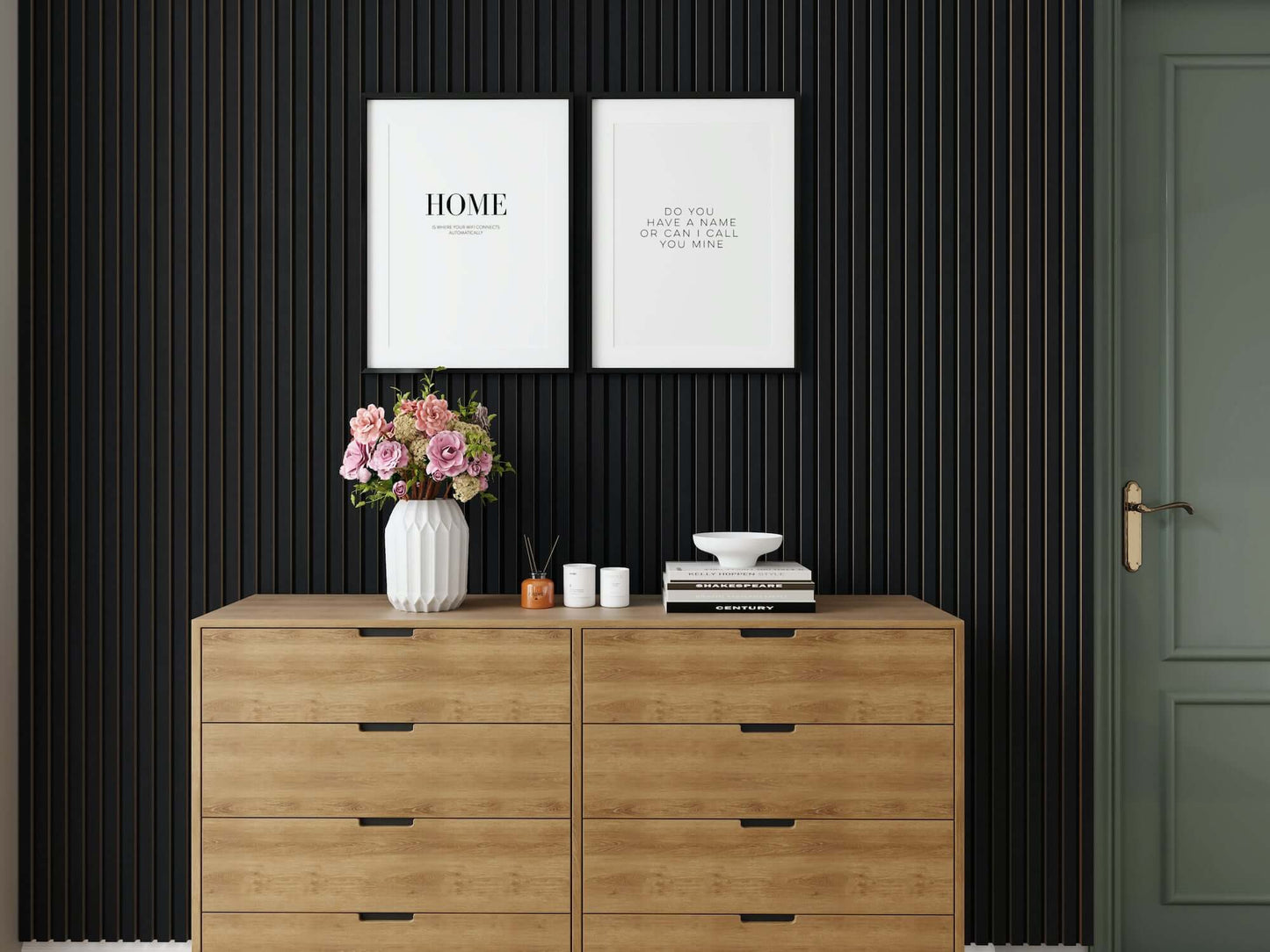 WallParta Black Oak Acoustic Slat Wood Vaneer Wall Panels