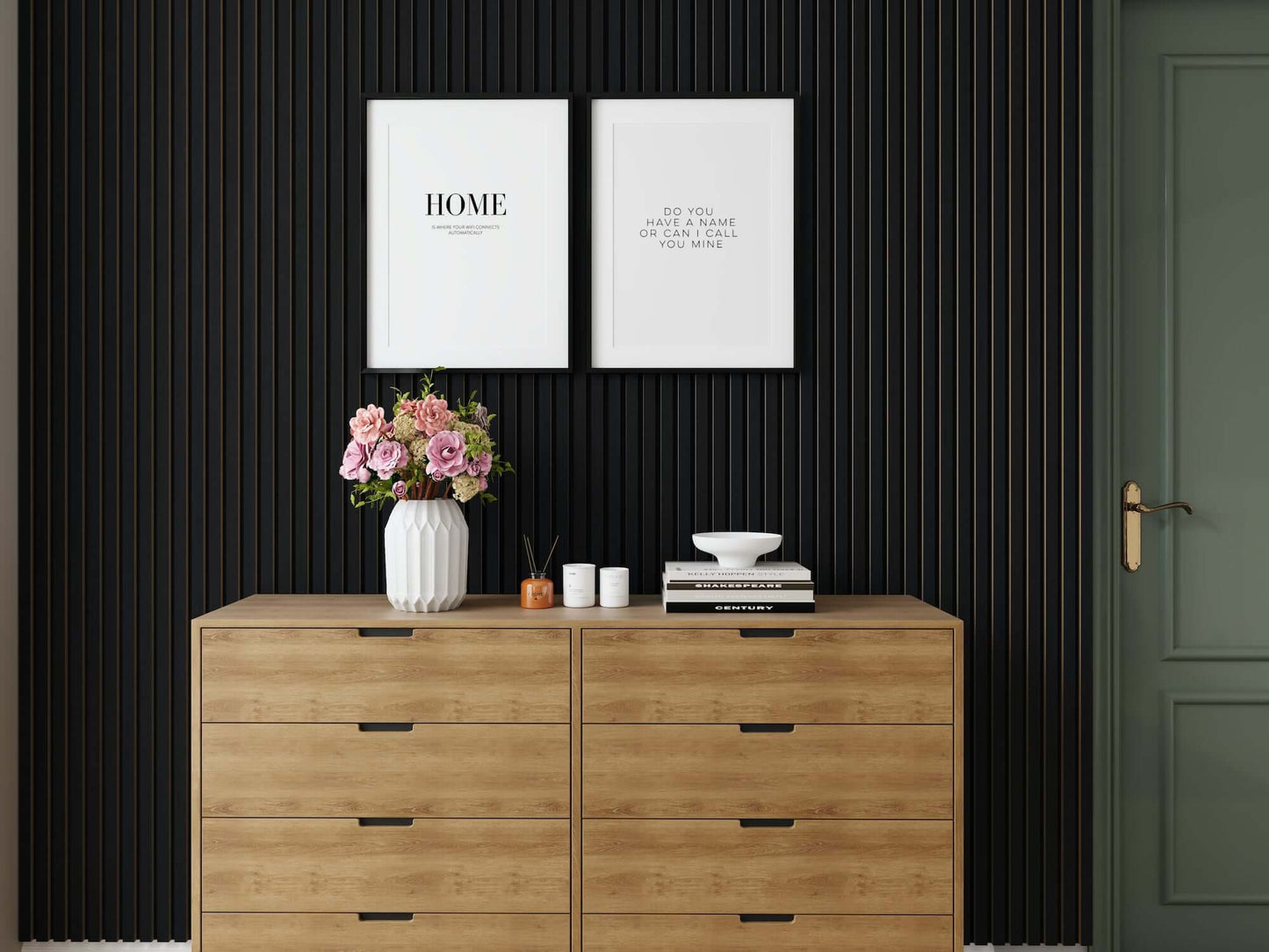 Pack of 2 - Black Oak (8ft x 2ft) Acoustic Slat Wood Wall Panels