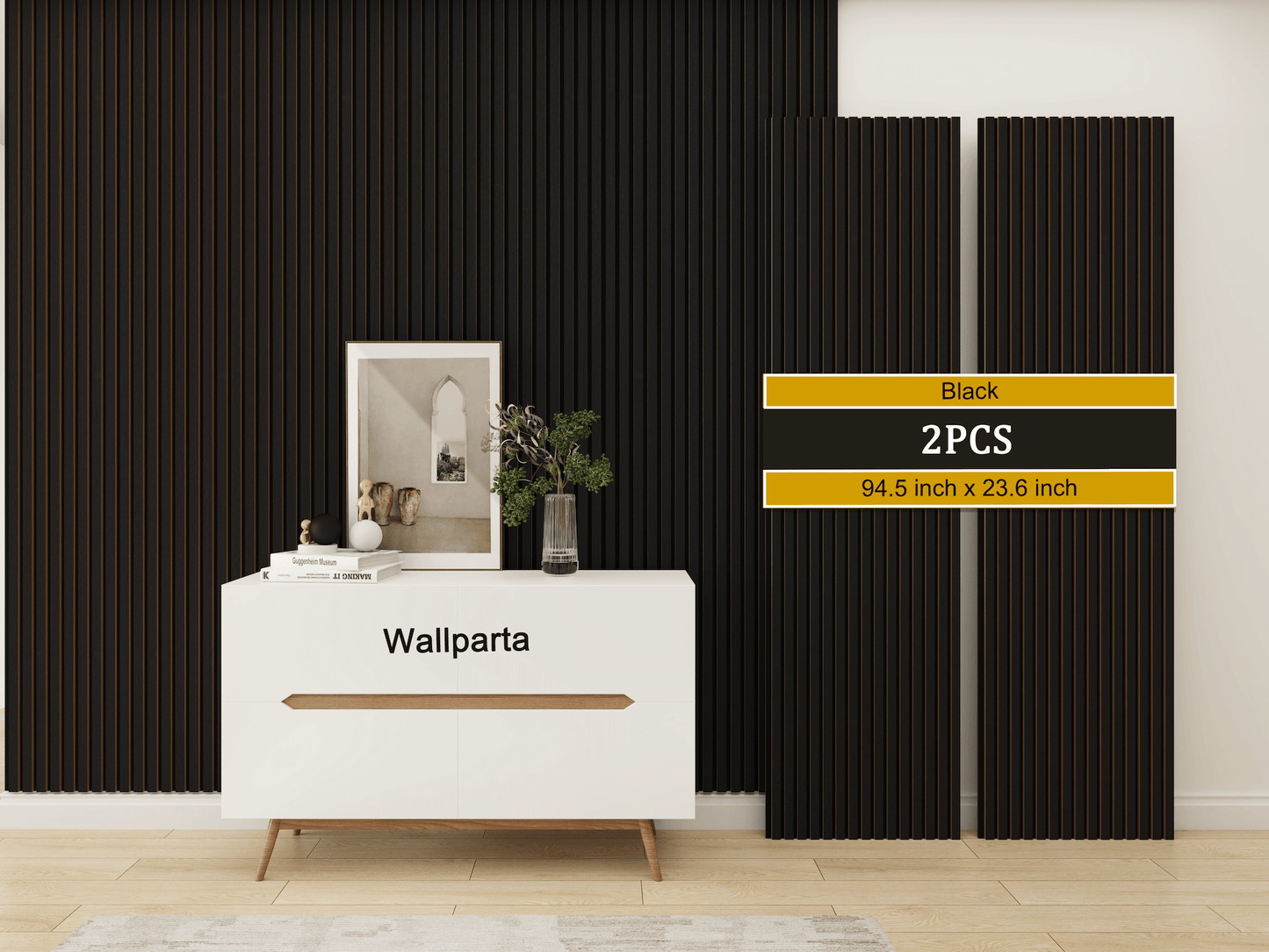 Black Oak Acoustic Slat Wood Panels - 2 Pack