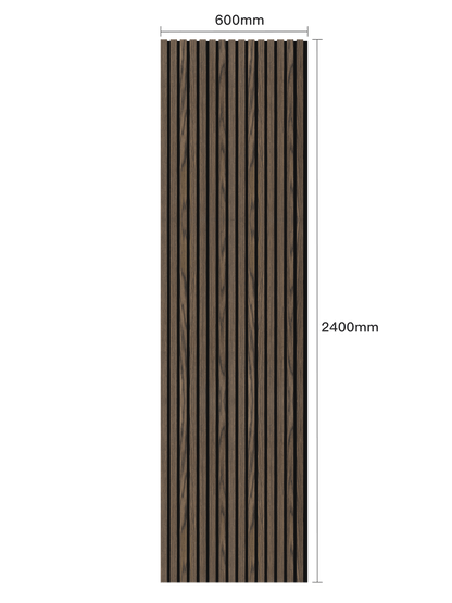 WallParta Smoked Walnut Acoustic Slat Wood Vaneer Wall Panels - Dimensions View