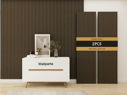 Smoked Walnut Acoustic Slat Wood Panels - 2 Pack