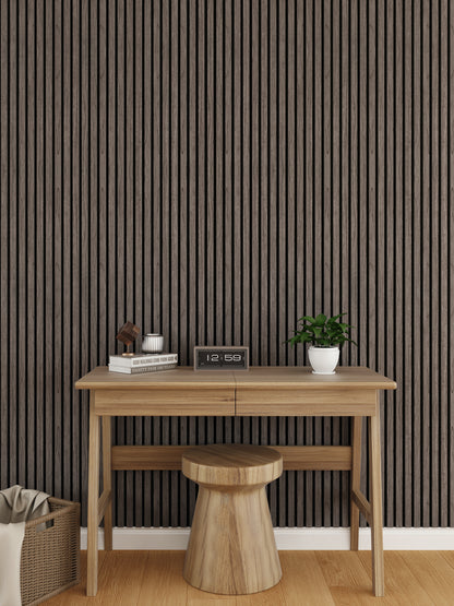 WallParta Ebony Acoustic Slat Wood Vaneer Wall Panels