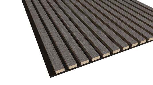 WallParta Ebony Oak Acoustic Slat Wood Veneer Wall Panels - Close up View - No Oil Film
