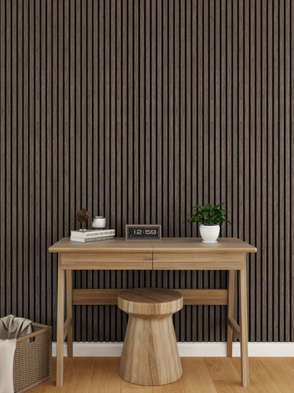 WallParta Ebony Acoustic Slat Wood Vaneer Wall Panels