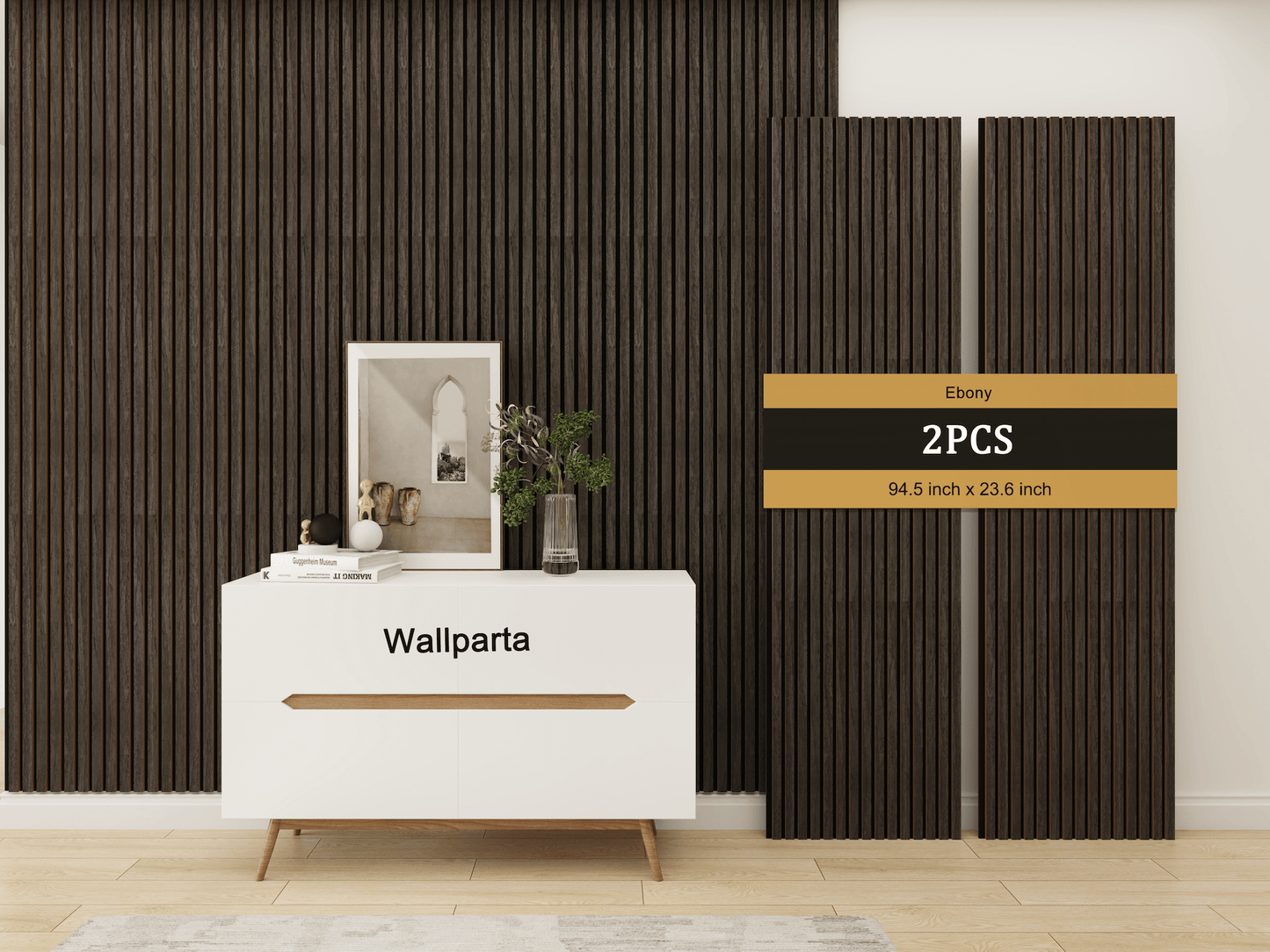 Ebony Oak Acoustic Slat Wood Panels - 2 Pack