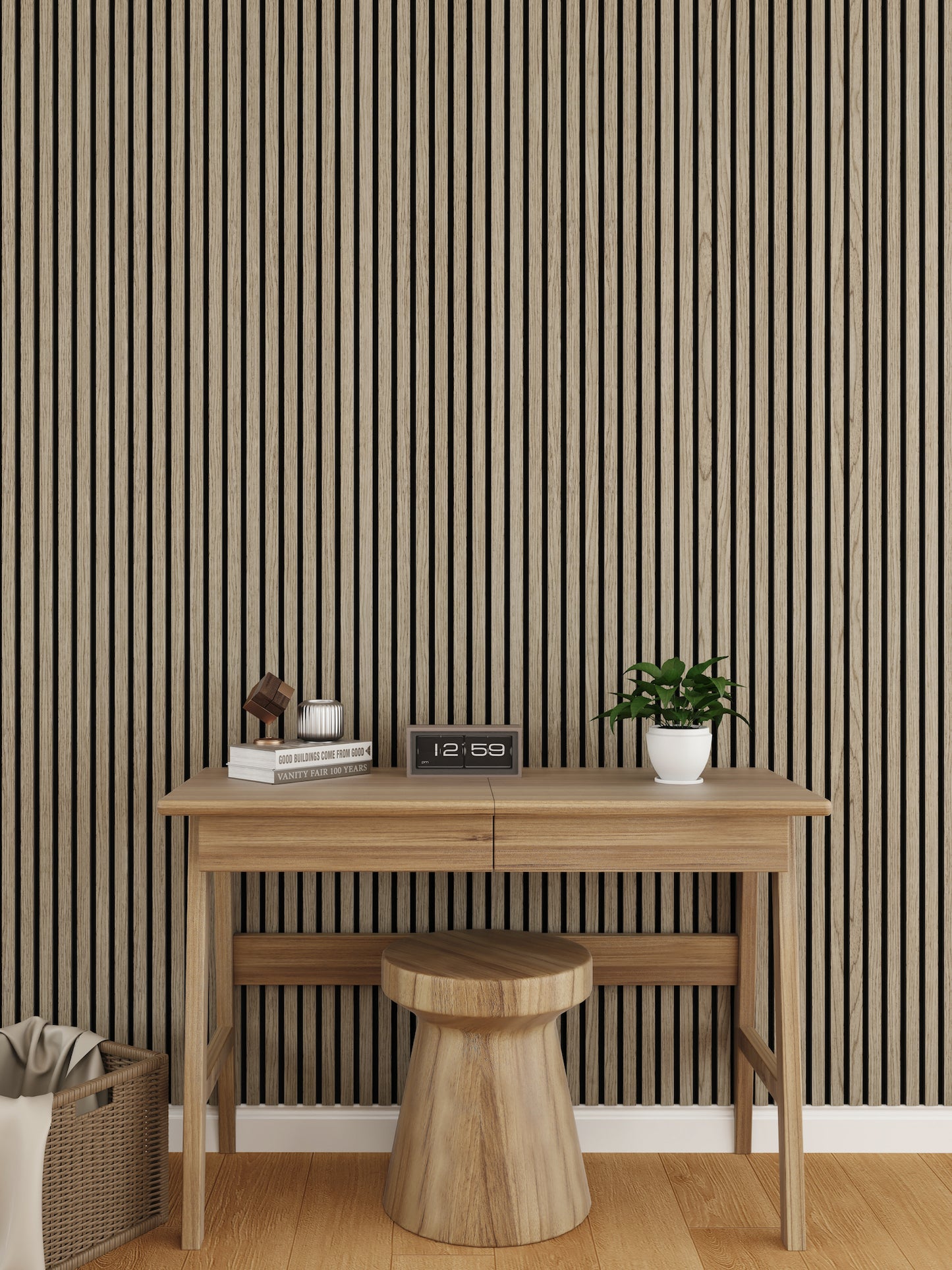 WallParta Walnut Acoustic Slat Wood Vaneer Wall Panels