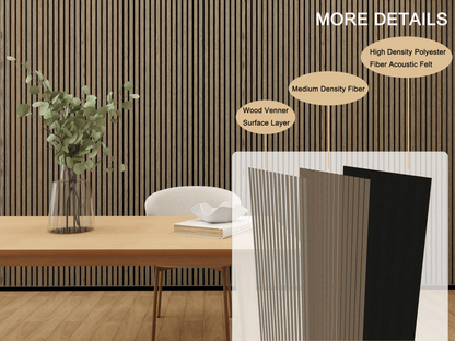 Walnut Acoustic Slat Wood Panels - 2 Pack