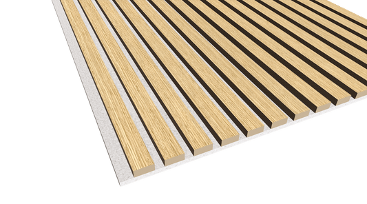 WallParta American Oak Grey Felt Acoustic Slat Wood Veneer Wall Panels - Close up View - No Oil Film