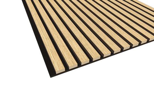 WallParta Natural American Oak Acoustic Slat Wood Veneer Wall Panels - Close up View - No Oil Film