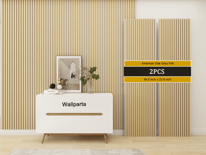 Natural American Oak Grey Felt Acoustic Slat Wood Panels - 2 Pack