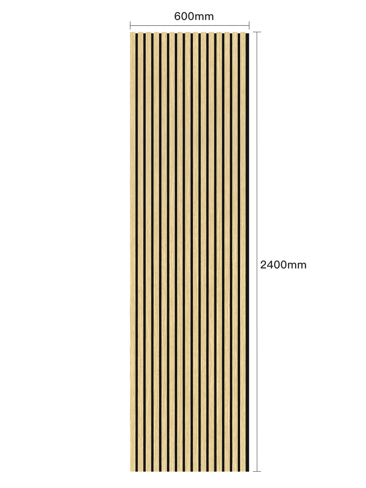 WallParta Yellow Oak Acoustic Slat Wood Vaneer Wall Panels - Dimensions View