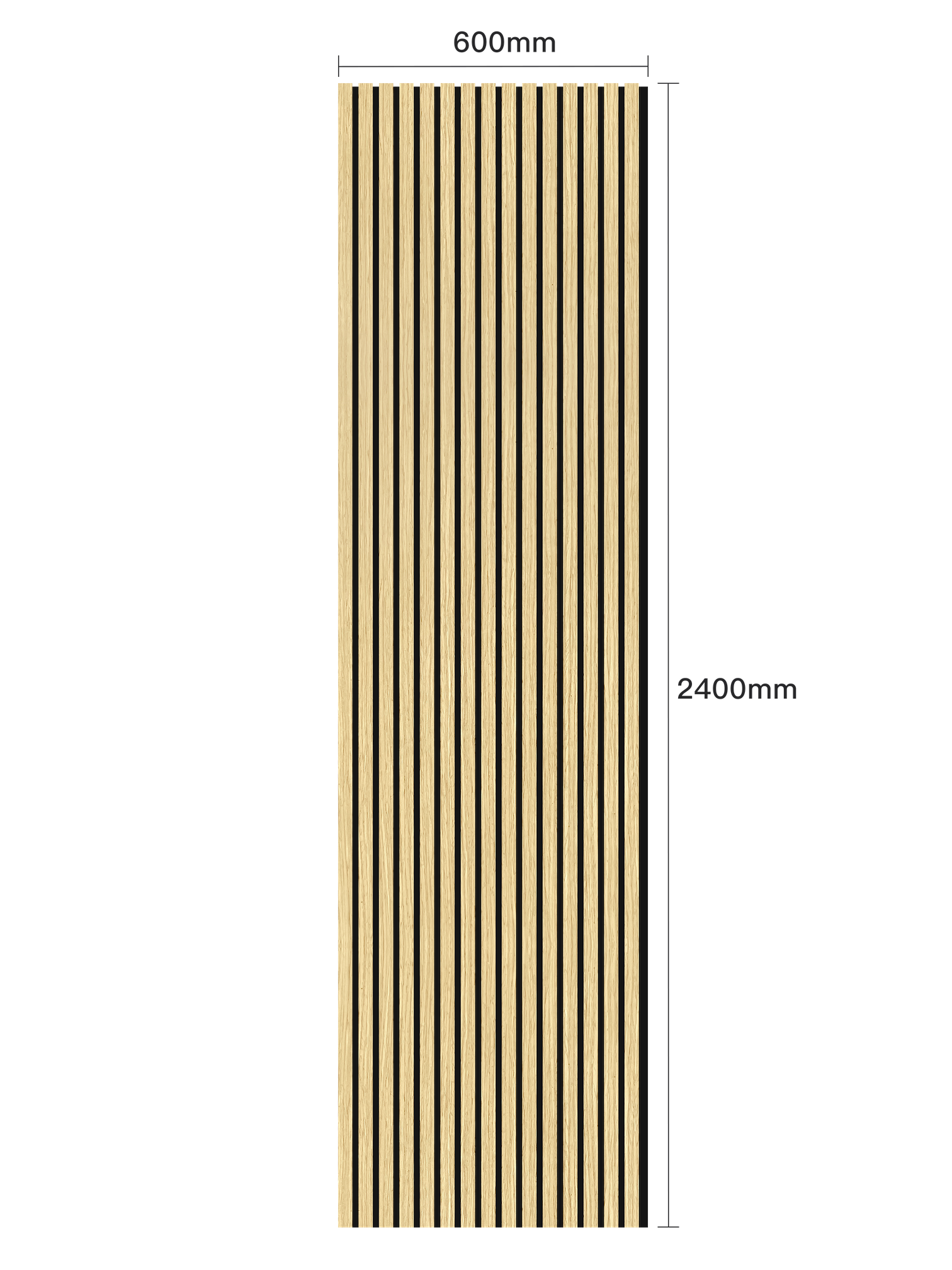 WallParta Yellow Oak Acoustic Slat Wood Vaneer Wall Panels - Dimensions View