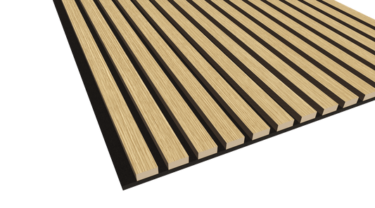 WallParta Yellow Oak Acoustic Slat Wood Veneer Wall Panels - Close up View - No Oil Film