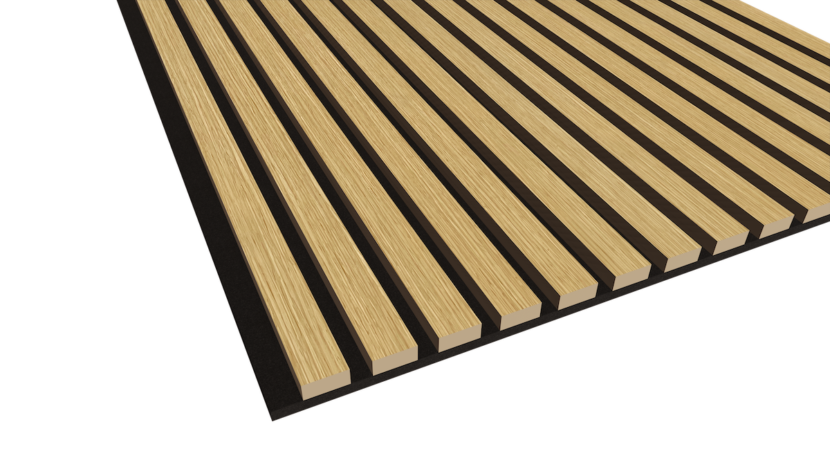 WallParta Yellow Oak Acoustic Slat Wood Vaneer Wall Panels - Close up View - Oil Film