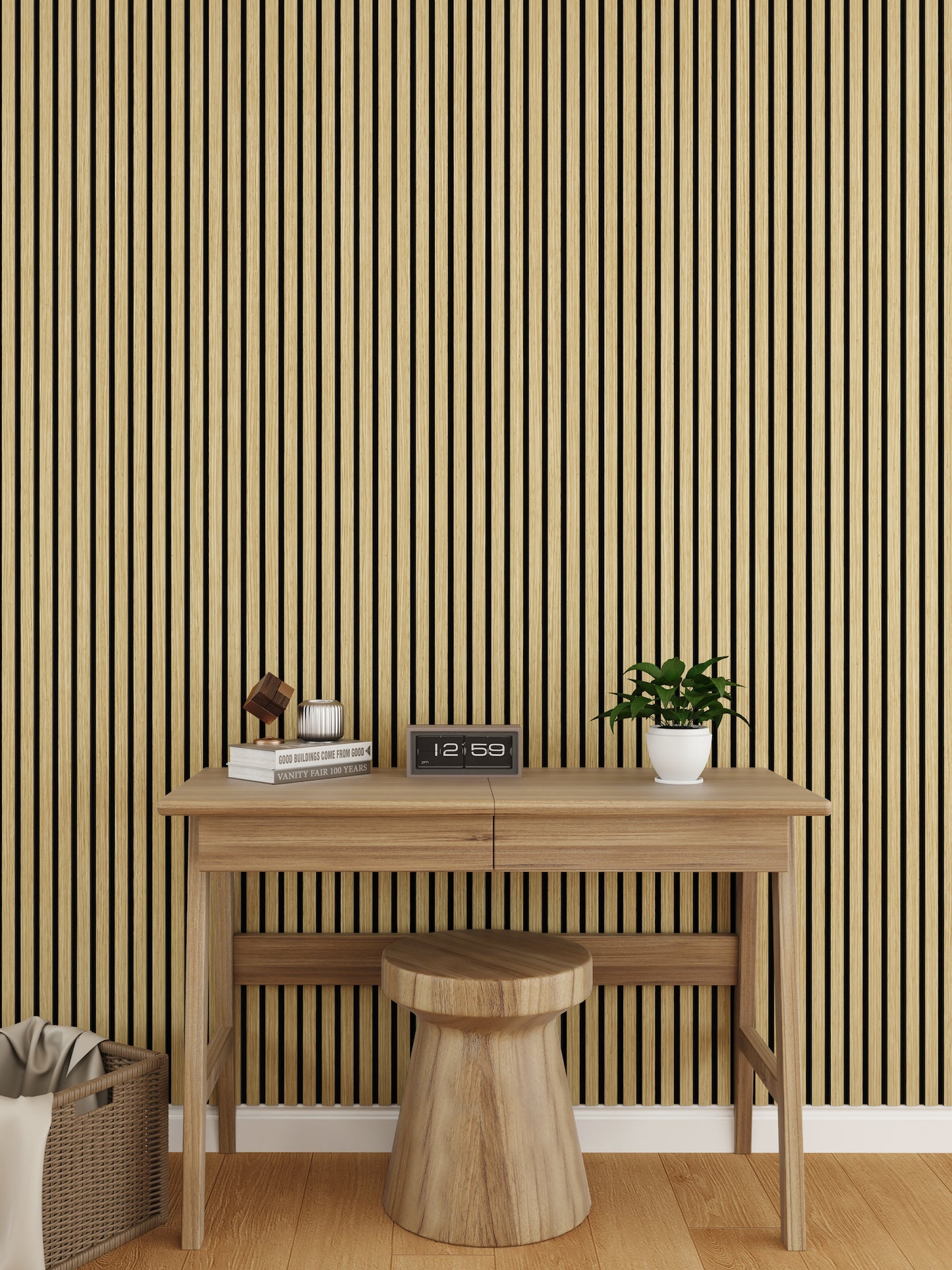 WallParta Yellow Oak Acoustic Slat Wood Vaneer Wall Panels