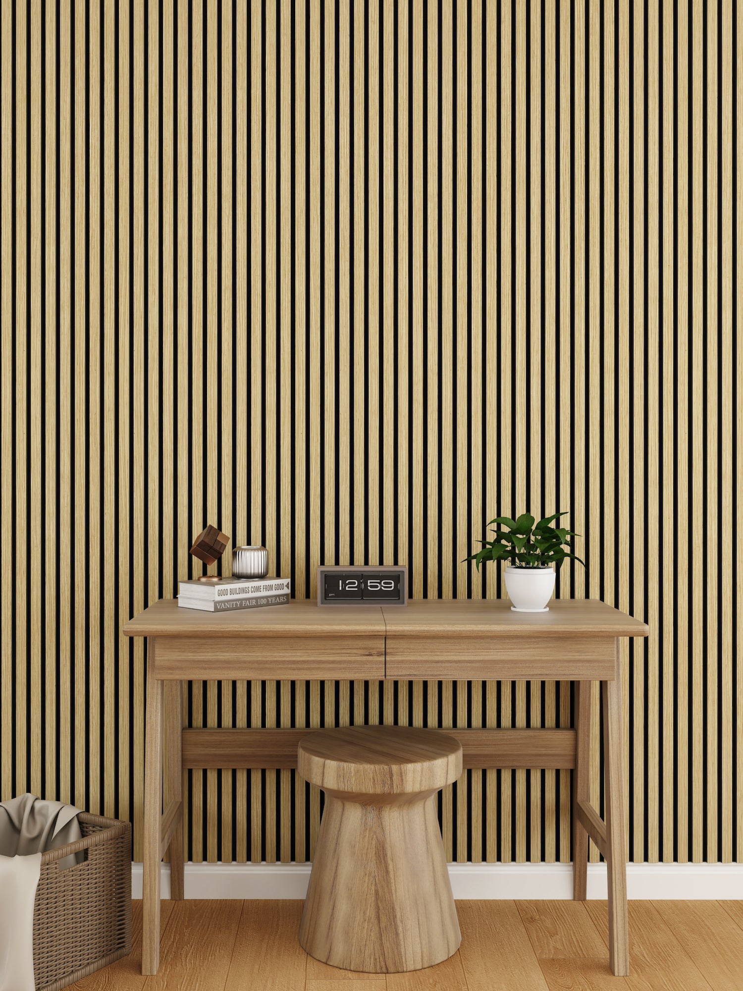 WallParta Yellow Oak Acoustic Slat Wood Vaneer Wall Panels