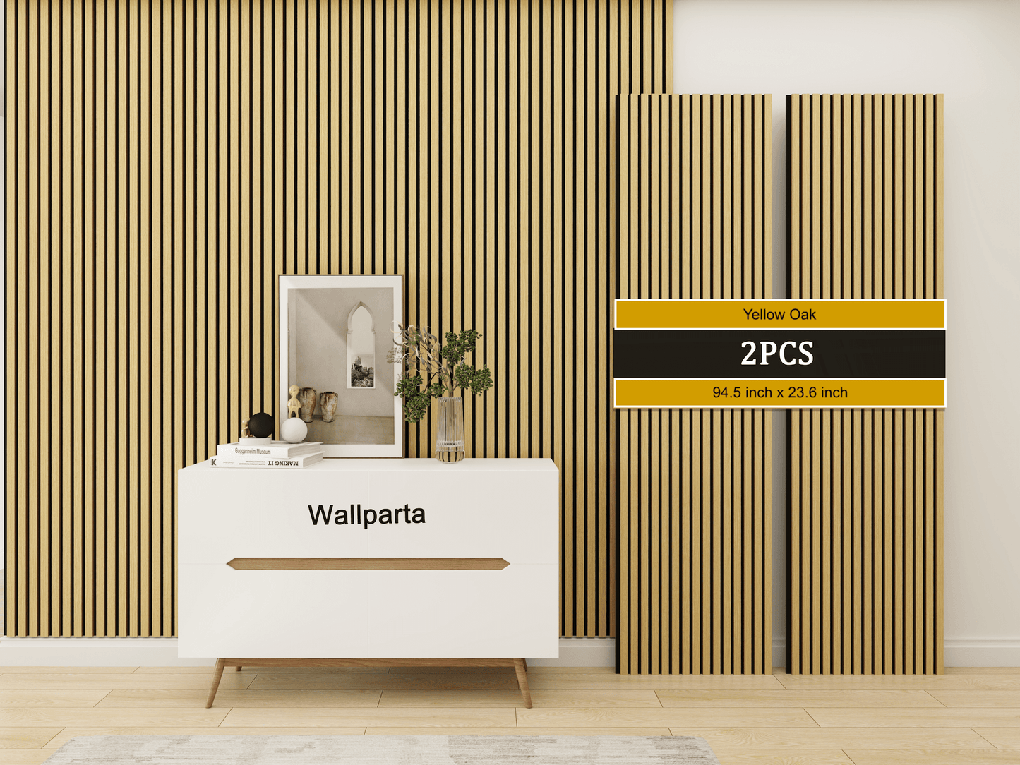 Yellow Oak Acoustic Slat Wood Panels - 2 Pack