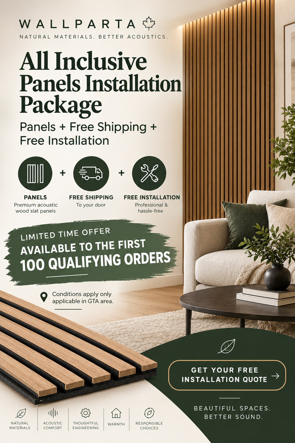 Wallparta Hassle Free Package – Panels, Free Shipping & Free Installation (GTA)