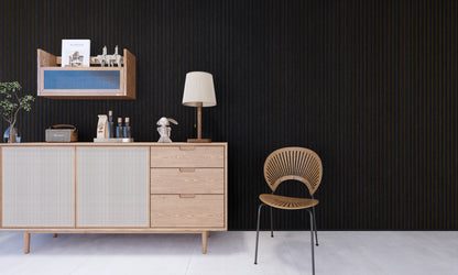 WallParta Black Oak Acoustic Slat Wood Vaneer Wall Panels