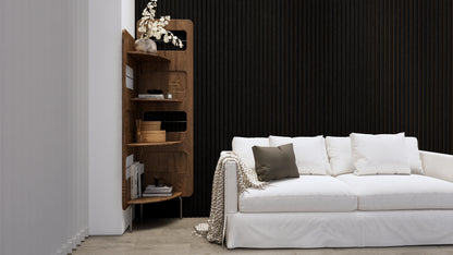 WallParta Black Oak Acoustic Slat Wood Vaneer Wall Panels