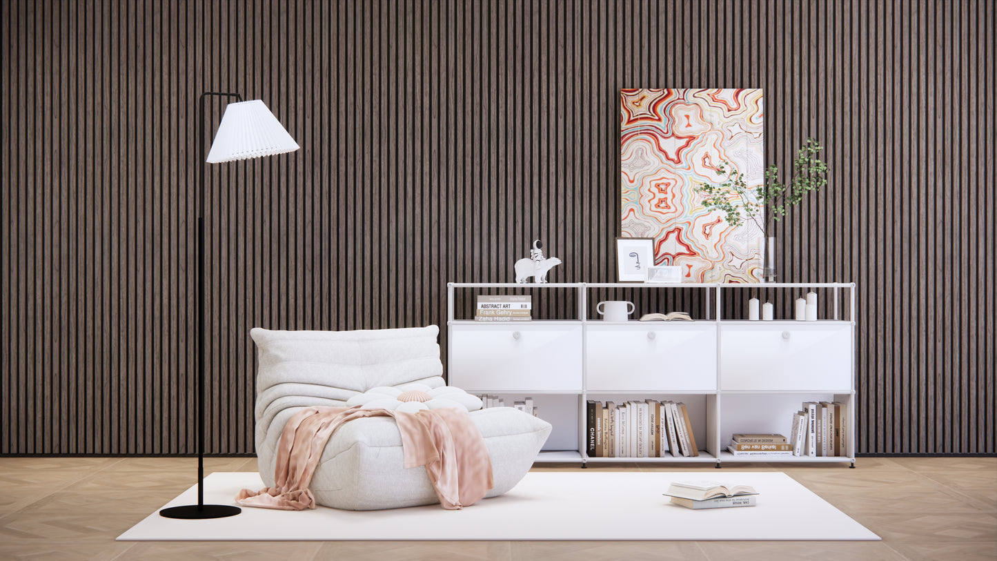 WallParta Ebony Acoustic Slat Wood Vaneer Wall Panels
