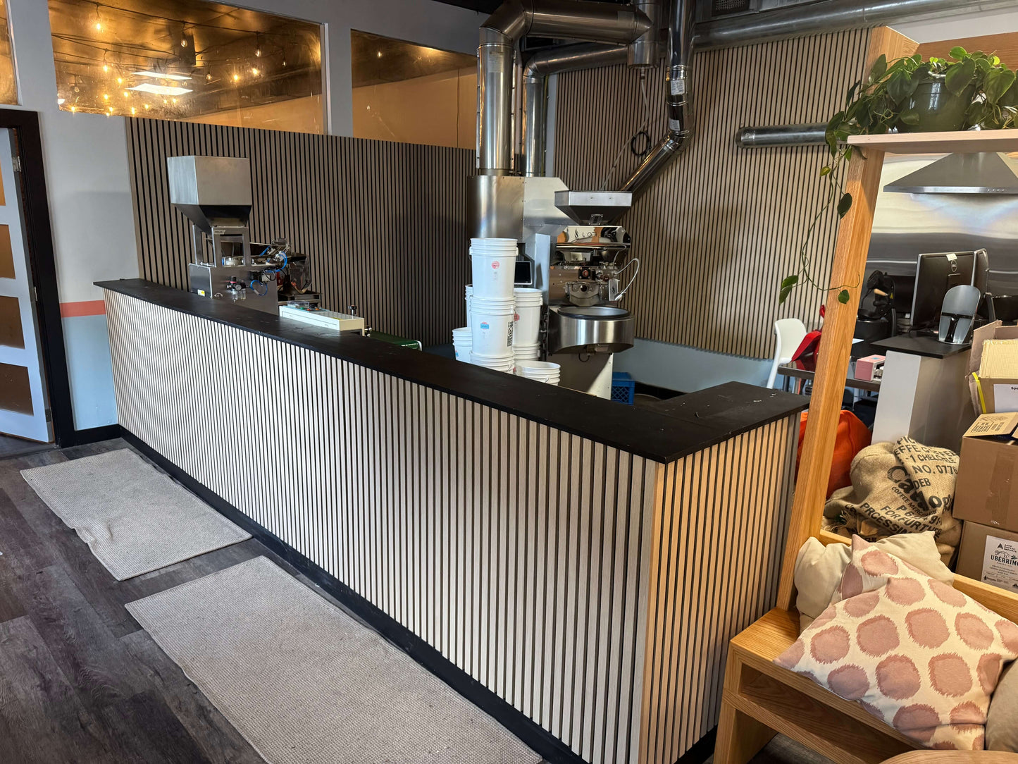 Natural American Oak Black Felt Acoustic Slat Wood Panels - 2 Pack