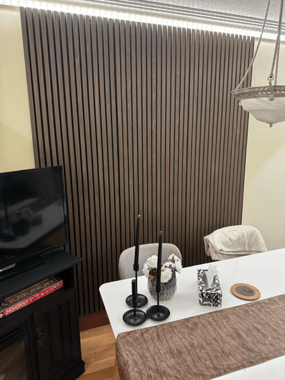 Smoked Walnut Acoustic Slat Wood Panels - 2 Pack