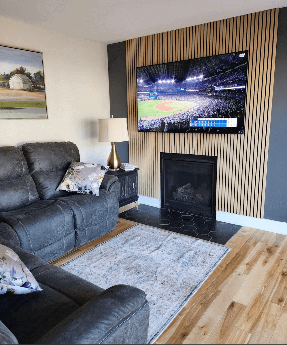 Natural American Oak Black Felt Acoustic Slat Wood Panels - 2 Pack