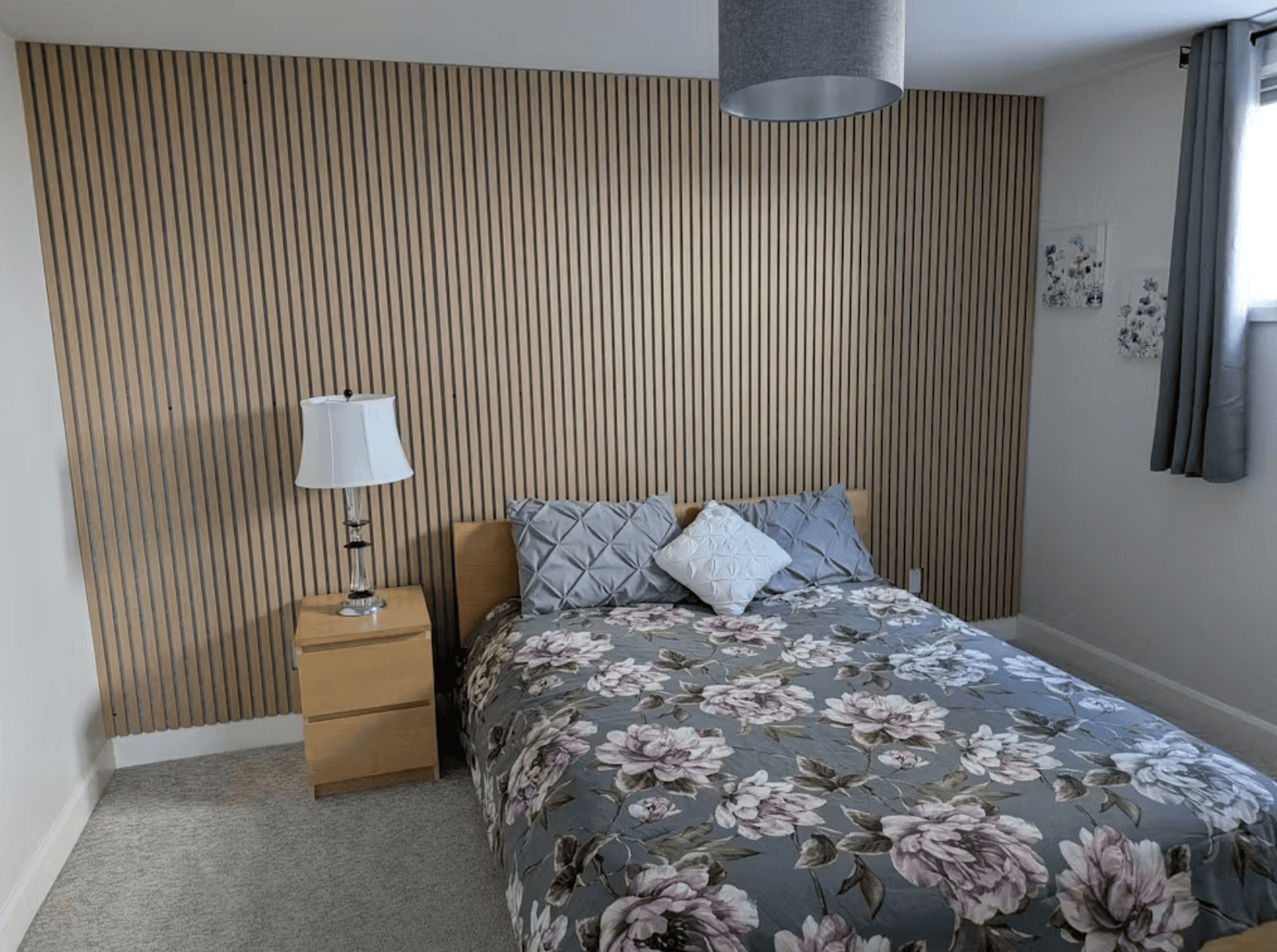 WallParta American Oak Grey Felt Acoustic Slat Wood Veneer Wall Panels