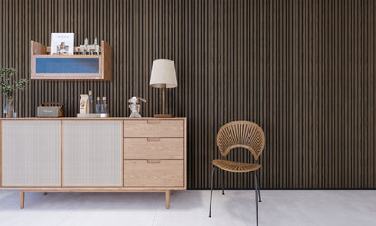 WallParta Smoked Walnut Acoustic Slat Wood Vaneer Wall Panels